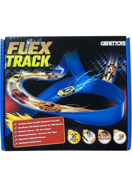 Yarış Pisti Vantuzlu 4.5 Metre 1:64 Ölçek Tüm Arabalara Uyumlu