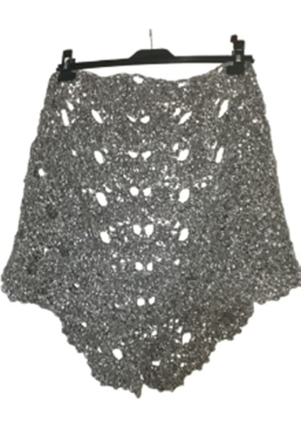 El Örgüsü Virüs Modeli Gri Orta Boy Şal