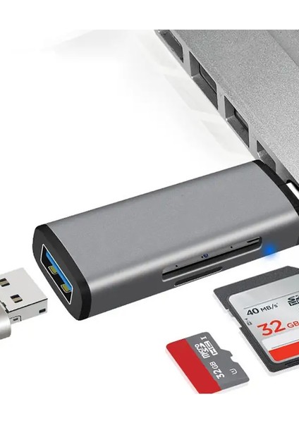 USB 3.0 Type-C Tf Sd Kart Okuyucusu USB Type-C Sd/tf Hafıza Kart Okuyucu ADS-103