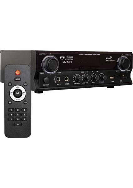 MV-500 100W USB/SD/Bluetooth 2 Bölgeli Hat Trafolu Amfi