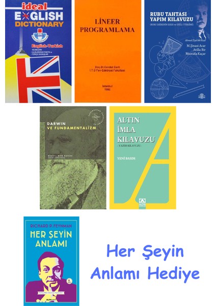 Ideal English Dictionary + Lineer Programlama + Rubu Tahtası Yapım Kılavuzu + Darwin ve Fundamentalizm + Altın Imla Kılavuzu -Yazım Kılavuzu + Her Şeyin Anlamı