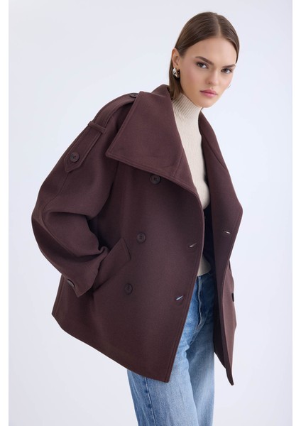 Apolet Detaylı Kısa Kaşe Kaban modelleri