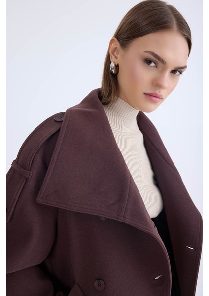 Apolet Detaylı Kısa Kaşe Kaban fırsatları