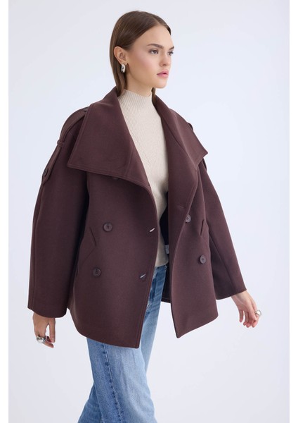 Apolet Detaylı Kısa Kaşe Kaban indirimleri