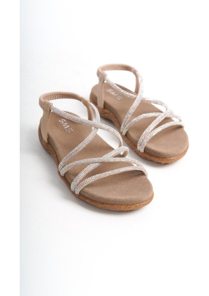 Kadın Kristal Taş Ipli Sandalet Siyah