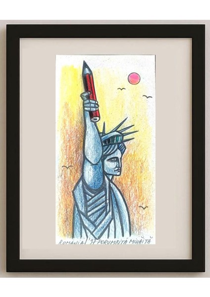 Mihaita Porumbita 21X11CM Orijinal Karikatür Tablo