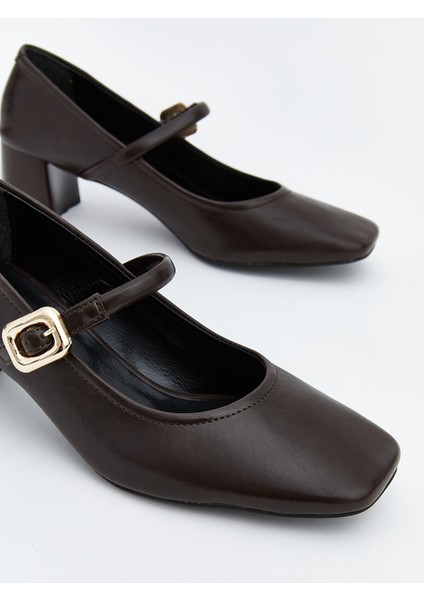 Yeni Sezon Deri Görünümlü Kadın Topuklu Ayakkabı modelleri