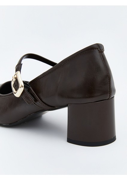 Yeni Sezon Deri Görünümlü Kadın Topuklu Ayakkabı indirimleri