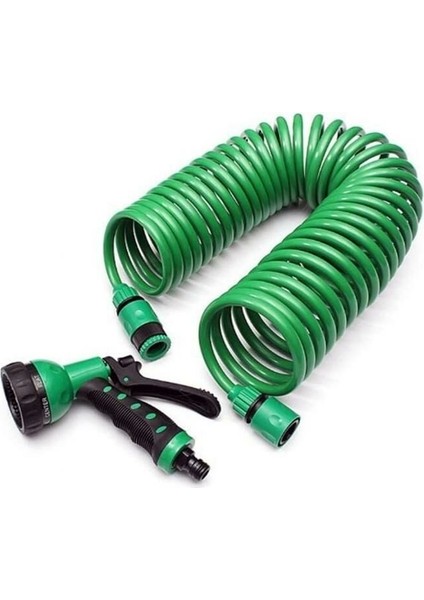 15 Metre Spiral Hortum + 4 Fonksiyonlu Özel Sulama Tabancası (5264)