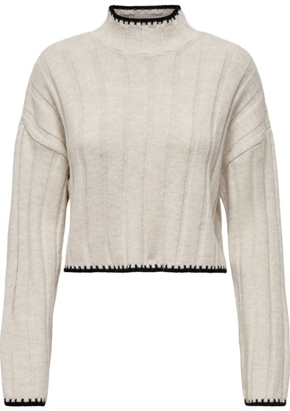 Onlchick Stitch Ls Highneck Knt Noos Kadın Kazak 15329963 Detail:pumice Stone/black modelleri