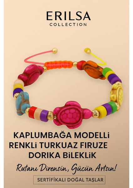 Sertifikalı Kaplumbağa Dorika Turkuaz Firuze Taşı Bileklik – Direncini Artır Hayat Enerjini Koru