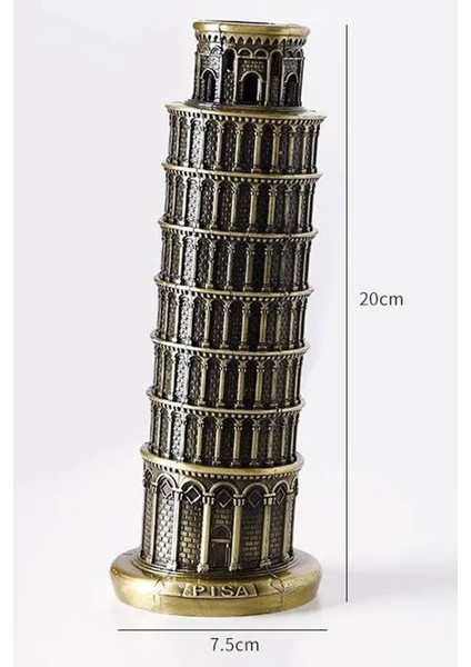 Vintage Metal Pısa Kulesi Temalı 20 cm Biblo Metal Kule Dekor Obje Konsept Hediyelik fiyatları