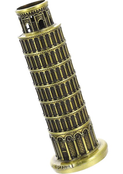 Vintage Metal Pısa Kulesi Temalı 20 cm Biblo Metal Kule Dekor Obje Konsept Hediyelik modelleri