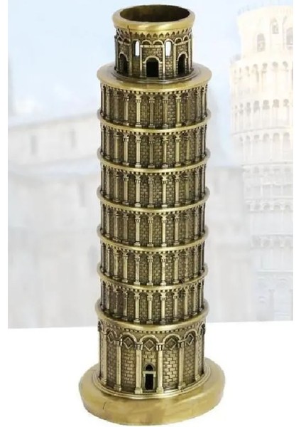 Vintage Metal Pısa Kulesi Temalı 20 cm Biblo Metal Kule Dekor Obje Konsept Hediyelik indirimleri