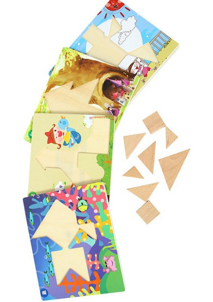 9 Module Tangrem Zeka Geliştirici Eğitici Tangrem Seti 9 Farklı Şekil Puzzle Eğlenceli Tangrem Set