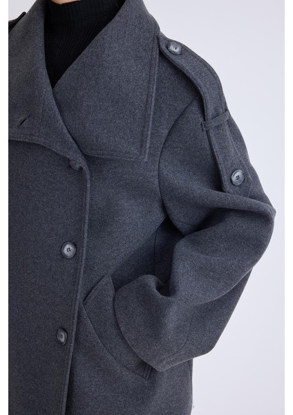 Apolet Detaylı Kısa Kaşe Kaban fırsatları