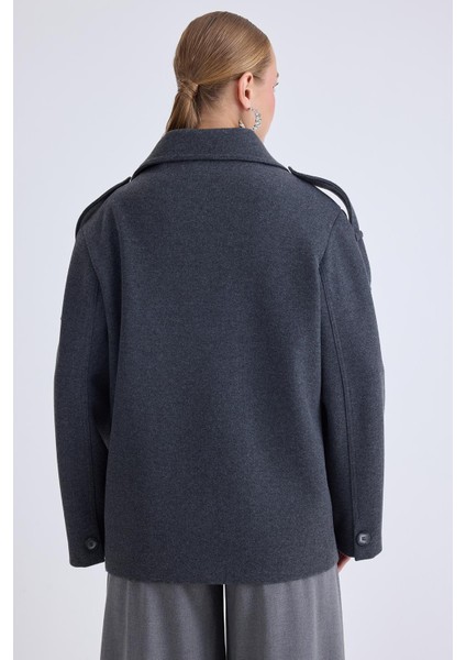 Apolet Detaylı Kısa Kaşe Kaban indirimleri