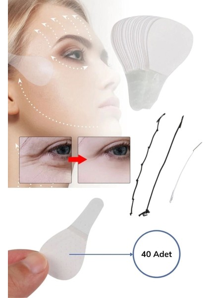 10 Adet Lastikli Yüz Kaş Göz Boyun Gerdirme Kaldırma Bantları Gıdı Gider modelleri