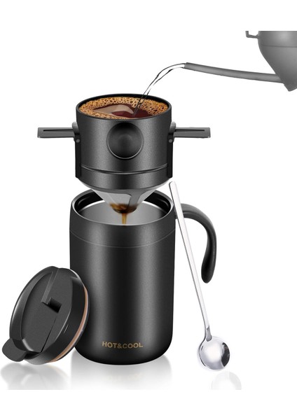 Yeni Açık Kullanışlı El Demleme Kahve Fincanı Paslanmaz Çelik Üç Parçalı Termos Fincan Taşınabilir Fincan Ev Kahve Fincanı Damlama Seti (Yurt Dışından)