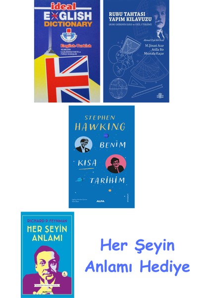 Ideal English Dictionary + Rubu Tahtası Yapım Kılavuzu + Benim Kısa Tarihim + Her Şeyin Anlamı