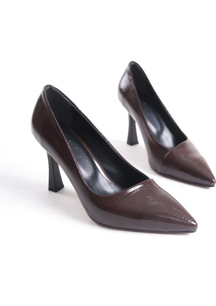 Bej E Siyah Rugan Stiletto