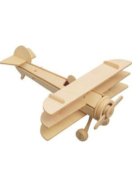3D Ahşap Maket Üç Kanatlı Uçak 3D Yapboz Hobi Sök Tak 3 Kanatlı Yapboz Zihin Geliştirici 3D Puzzle
