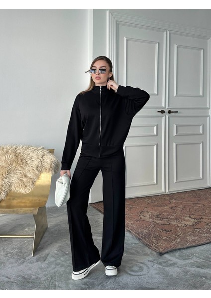 Kadın Oysho Kumaş Alt-Üst Takım Siyah