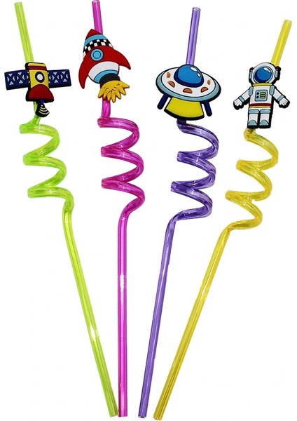 4 Parça Figürlü Pipet Plastik (5047)