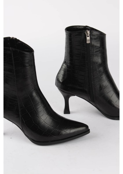 Jamaly Kroko Desenli Kadın Topuklu Bot modelleri