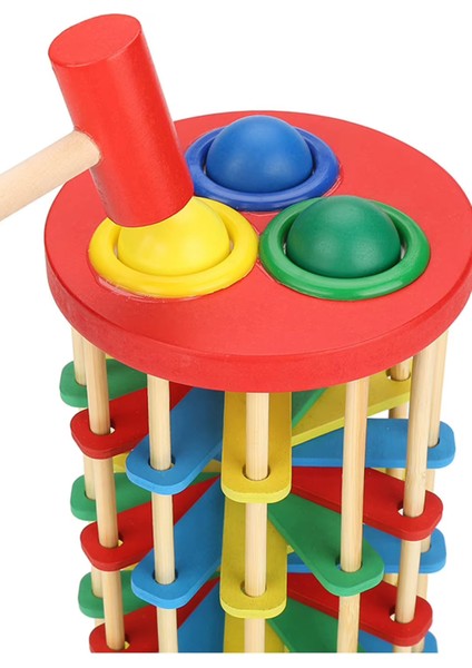 Eğitici Renkli Ahşap Vuruş Topu Merdiven Oyuncak Zeka Gelişimi Çocuk Okul Öncesi Hediye Oyun Seti