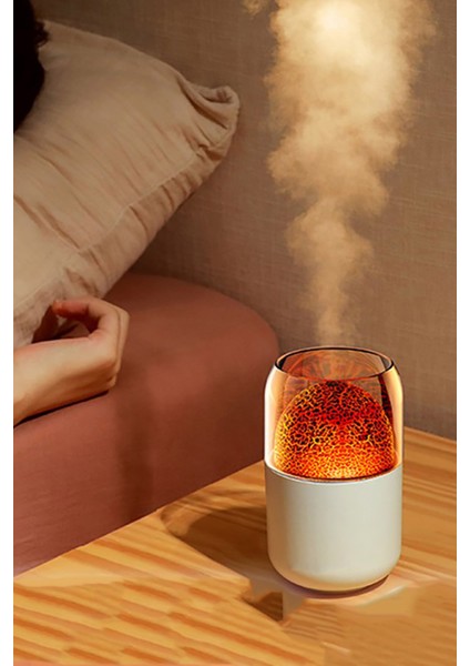 Aromatik Difüzör Hava Temizleyici Nemlendirici Rgb Işıklı Yanardağ Temalı Dekoratif Buhar Makinesi