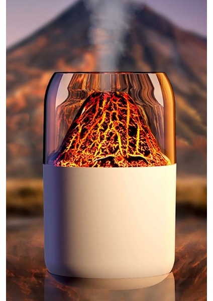 Aromatik Difüzör Hava Temizleyici Nemlendirici Rgb Işıklı Yanardağ Temalı Dekoratif Buhar Makinesi