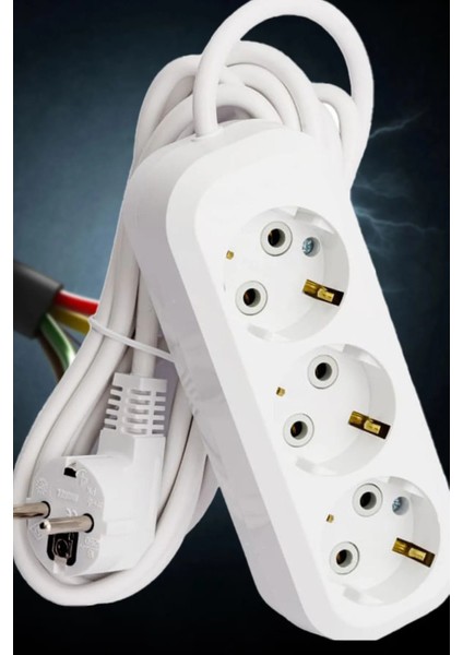 5 Metre Kablolu Topraklı Ara Kablosu Uzatmalı Seyyar 3lü Grup Priz modelleri