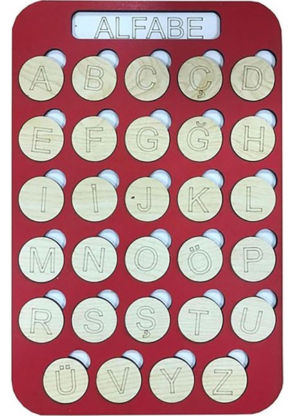 Oyuncak Kırmızı Alfabe Büyük Harf Eşleştirme 29 Pcs Eğitici Ahşap Puzzle