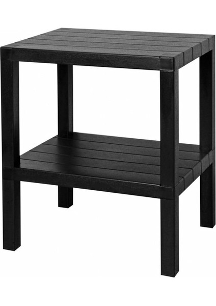 Home 2 Katlı Plastik Balkon Bahçe Sehpası Masası Şezlong Havuz Sehpası Gazetelik Banyo Mutfak Rafı Siyah fırsatları