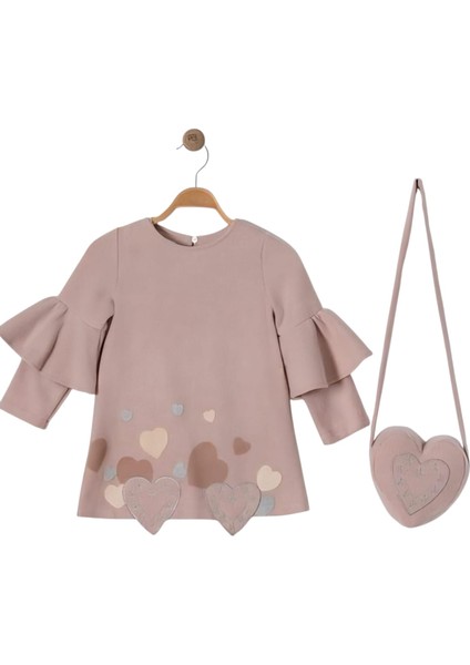 Kız Çocuk Ilkbaharlık Kalpli Elbise Çantalı | Yumuşak Rahat Kumaş | Yeni Sezon Zarif Tasarım | 2-5yaş fiyatları