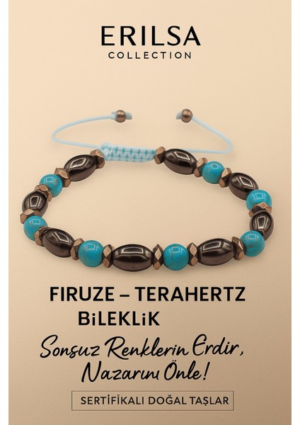 Sertifikalı Firuze Terahertz Taşı Bileklik – Sonsuz Enerjini Hisset, Nazarını Koruma Altına Al