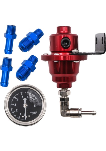 Basınç Göstergesi Araç Aksesuarları ile Ayarlanabilir Yakıt Regülatörü Evrensel Basınç Regülatörü Kırmızı (Yurt Dışından)