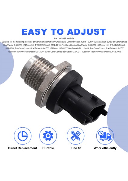 0281006164 50438237 55230827 Citroen Vauxhall Alfa Romeo Için Opel Lancia Için Yakıt Rayı Enjeksiyon Basınç Sensörü (Yurt Dışından) fiyatları