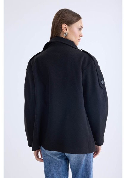 Apolet Detaylı Kısa Kaşe Kaban indirimleri