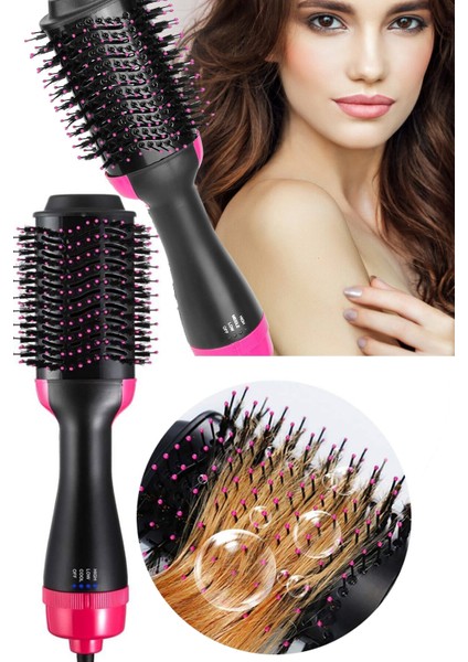 Saç Düzleştirici ve Şekillendirici Fön Tarağı 3ü 1 Arada Kurutma Düzleştirme Fön Tarağı