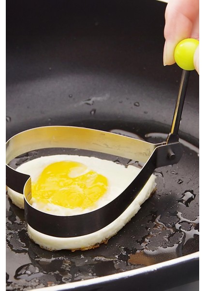 2 Adet Yumurta Pişirme Kalıbı Kalp Şekilli Yumurta Kalıbı Pratik Paslanmaz Mutfak Kalıbı Kalp