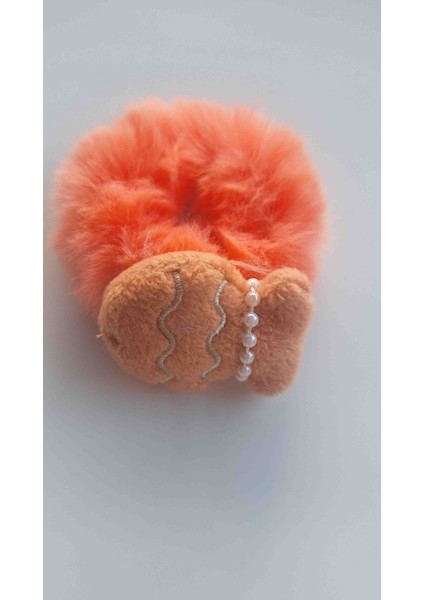 Peluş Balık Detaylı Lastik Toka Turuncu