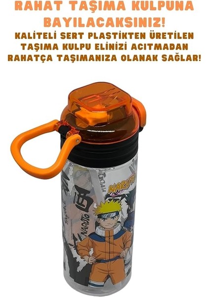 500ML Naruto Yumuşak Silikon Pipetli Kulplu Kilitlenebilir Su Matarası indirimleri