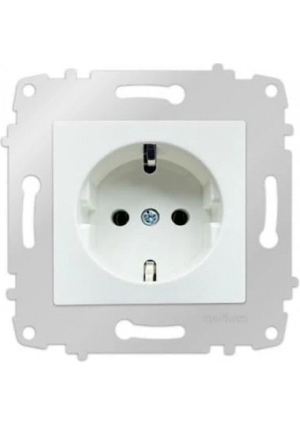 Beyaz Çocuk Korumalı Topraklı Priz Çerçevesiz - Priz ve Anahtar Için Uyumlu Çerçeve