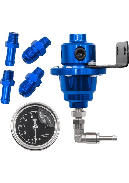 Basınç Göstergesi Araç Aksesuarları ile Ayarlanabilir Yakıt Regülatörü Evrensel Basınç Regülatörü Mavi (Yurt Dışından)