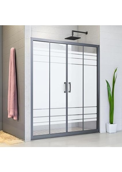 Duşakabin Ön Cephe Siyah Profil 5mm Desenli Yükseklik 190 cm (144 Cm) fiyatları