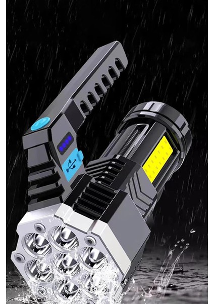 El Feneri LED Güçlü Işık Açık USB Şarj Edilebilir Süper Parlak Ev Taşınabilir Taşınabilir Lamba