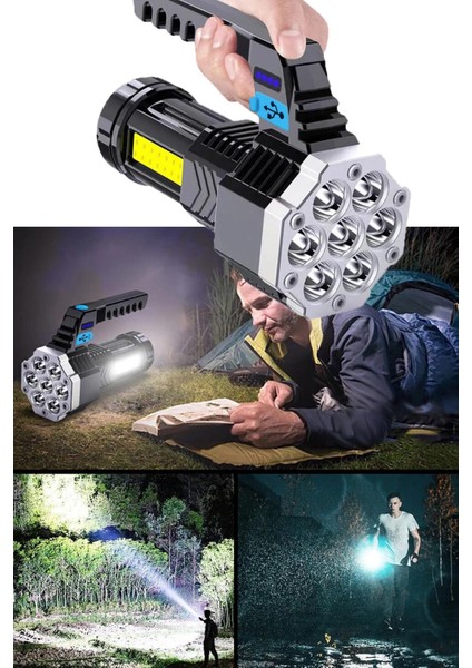 El Feneri LED Güçlü Işık Açık USB Şarj Edilebilir Süper Parlak Ev Taşınabilir Taşınabilir Lamba indirimleri