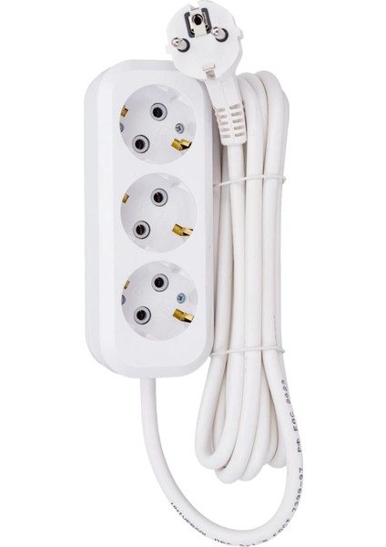 3'lü Üçlü Topraklı Uzatma Kablolu Grup Priz 2 Metre